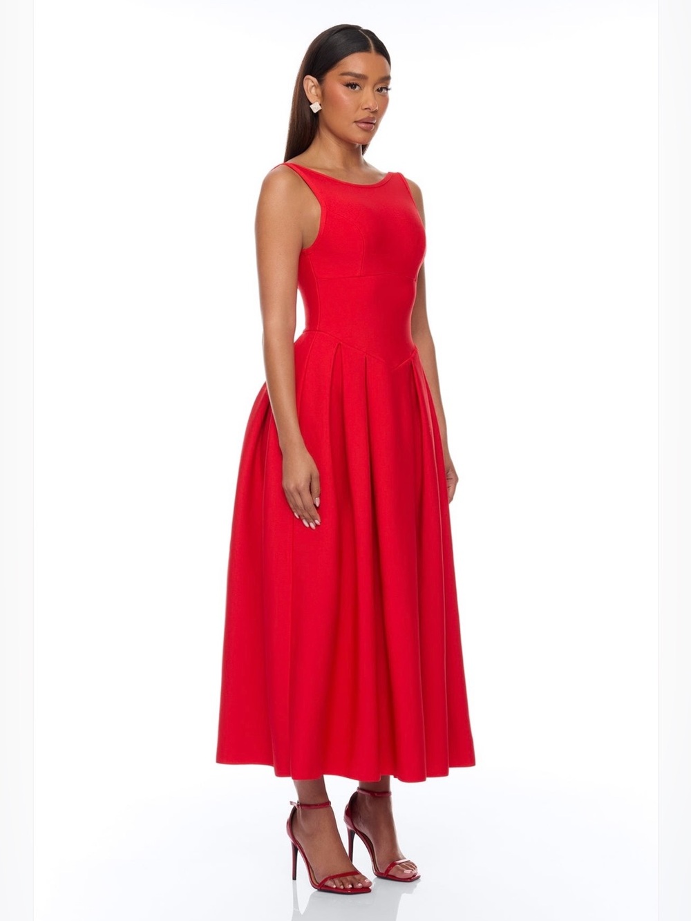 Red bandage Midi Dress